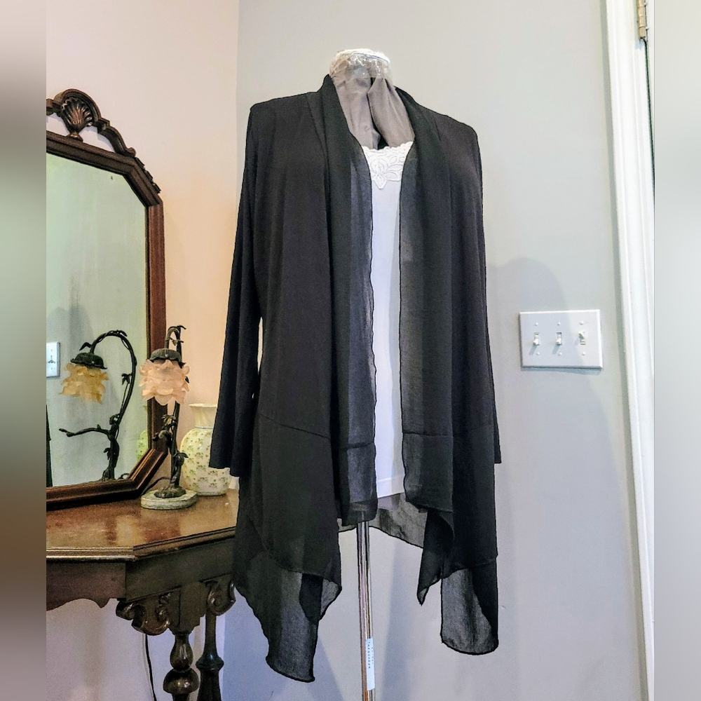 NWT 2X Blk Jacket w/Sheer Cascading Edging.